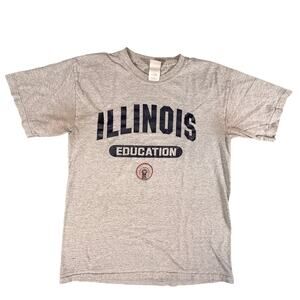 University‎ of Illinois Education T Shirt Men's M Gray Illiniwek Logo VTG Tee